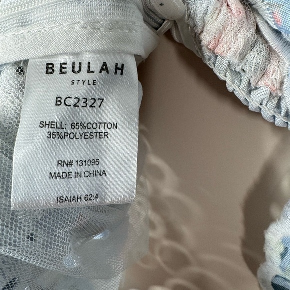 Beulah Floral Strapless Peplum Top with Eyelet details Size Large - Picture 10 of 13